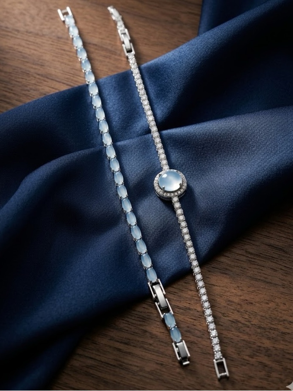 New Aqua Blue White Gold Candy Bracelet Set (2-Piece)
